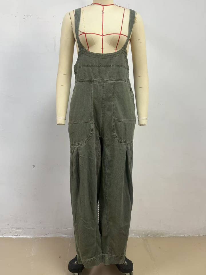 Hope & Sunshine - Wholesale Overalls - Women's - Loose Fit Sleeveless Denim Overalls1