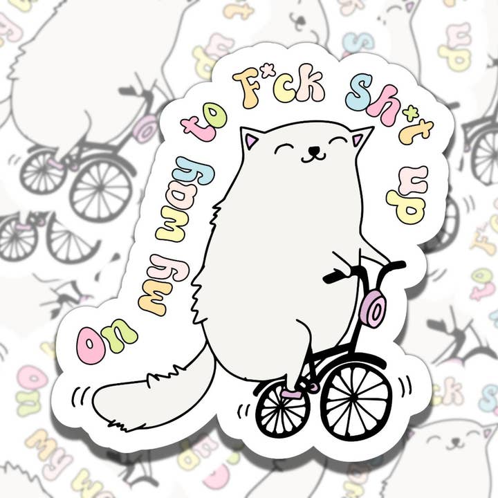 Driving Cat Sticker - Funny Vinyl Car Decal for wholesale by Sticky Sadness Designs