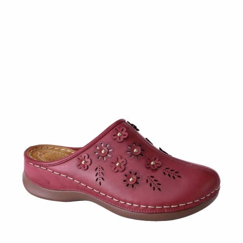 Wine Wedges Outsole Casual Clogs With Flower Ornament Close Toe for wholesale on Faire