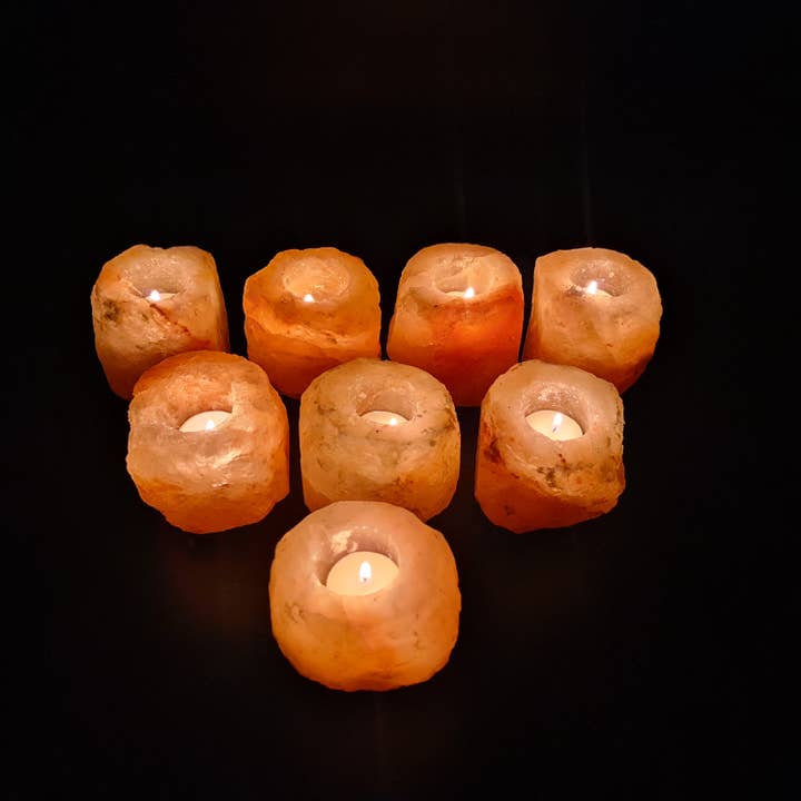 Portavelas del Himalaya, 8 unidades, natural para venta al por mayor de Gemstone Gifts Ltd.