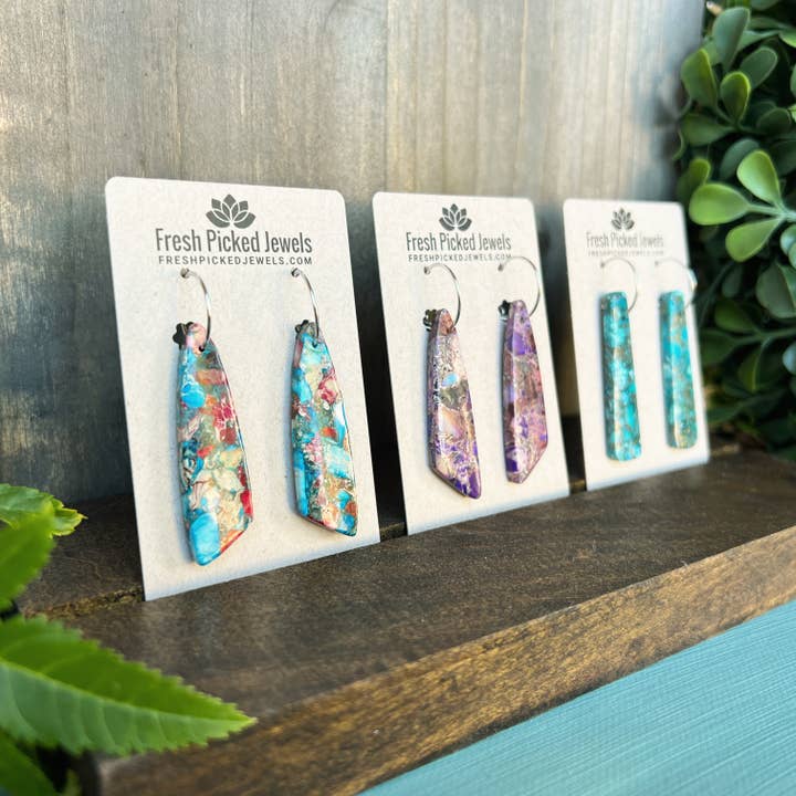 Fresh Picked Jewels - Wholesale Hoop Earrings - Imperial Jasper Hoop Earrings3