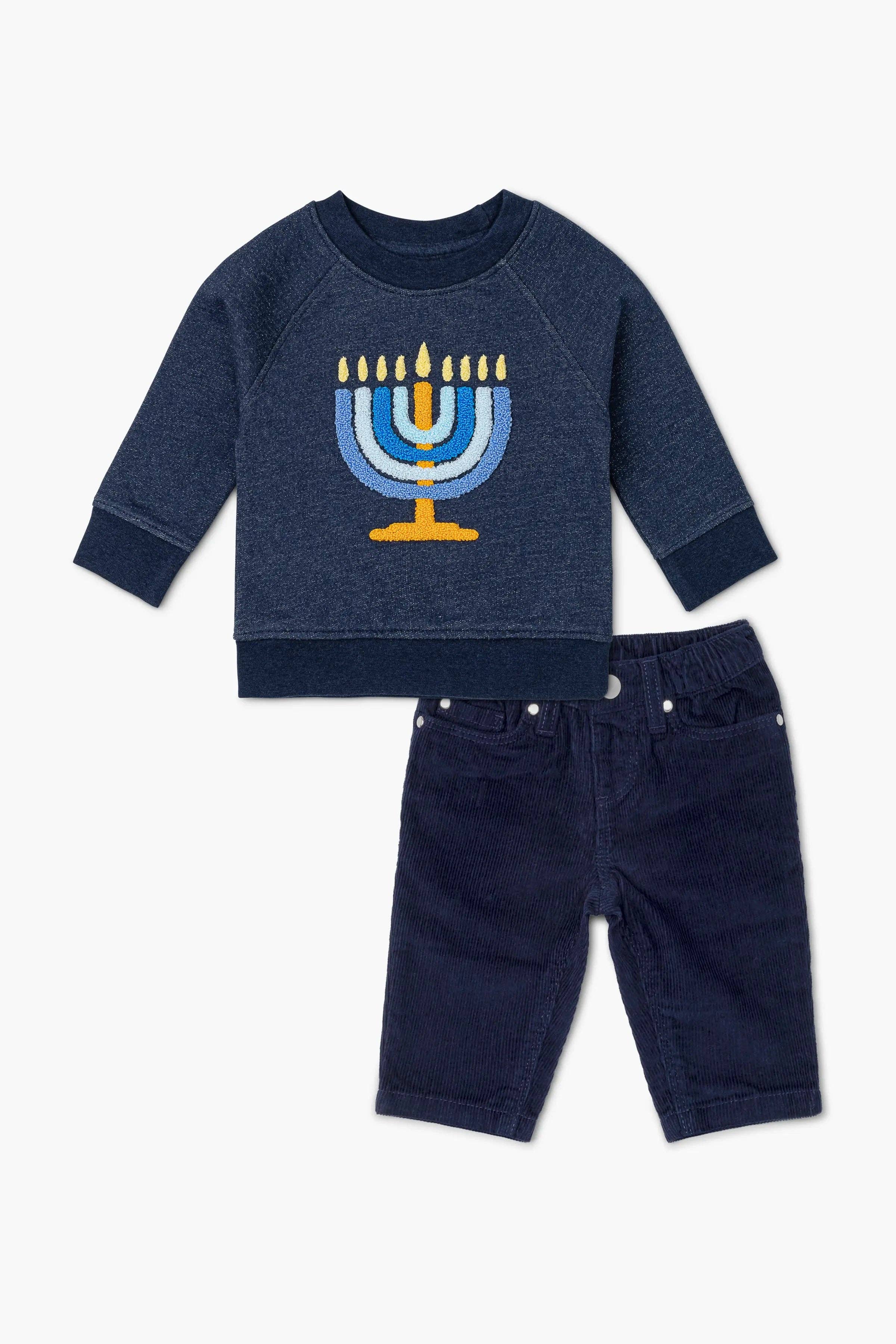 Monica + Andy - Wholesale Jurk - Kinderen - Corduroy broek met geborduurd sweatshirt Bundle_Dreidel Dreidel0
