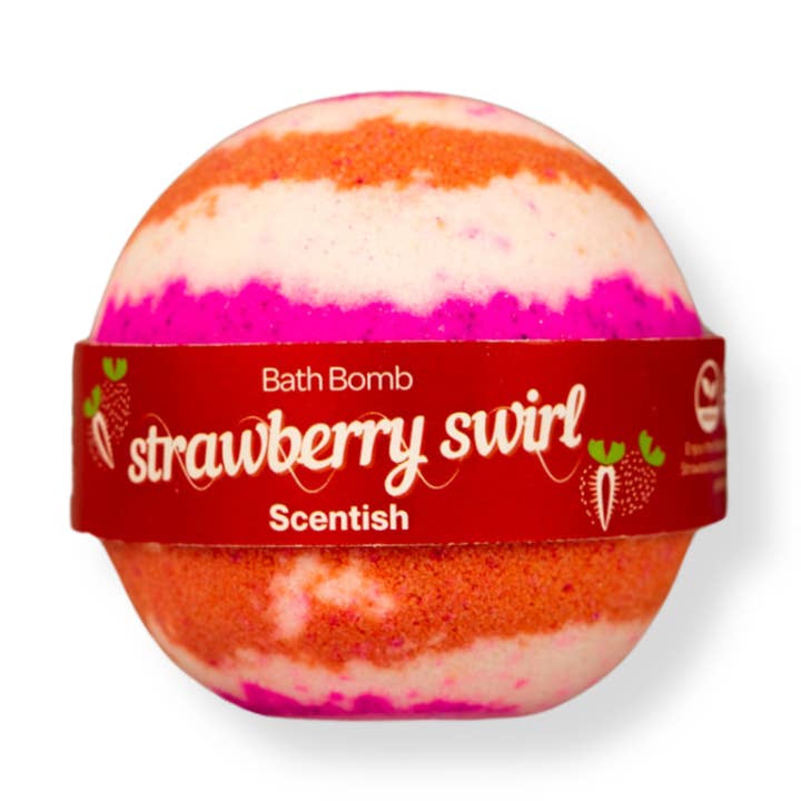 Strawberry Swirl Bath Bomb for wholesale by Scentish
