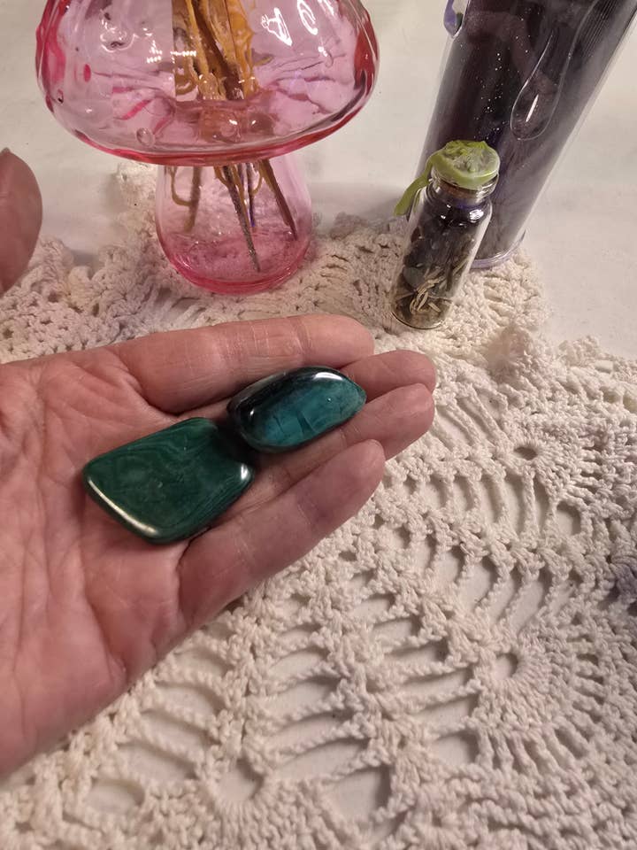 Malachite Tumbles for wholesale by Chaotic Crystal Chick Co.