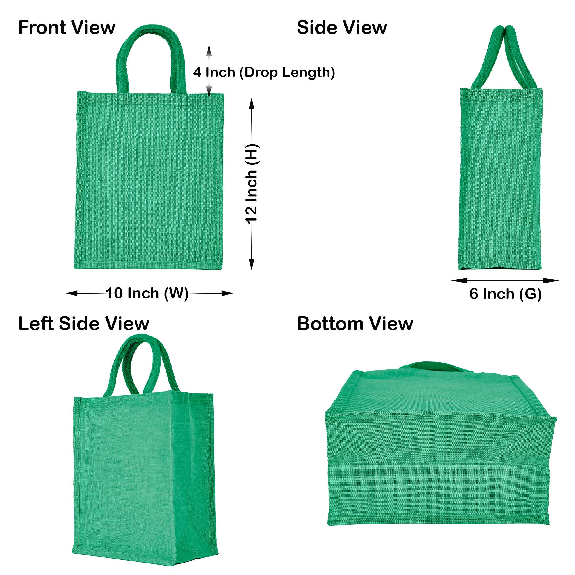 ecojutebags – Engroshandel Indkøbspose/indkøbstaske – 4 genanvendelige Juco-tasker med lomme og håndtag – 12x10x6 - Gave18