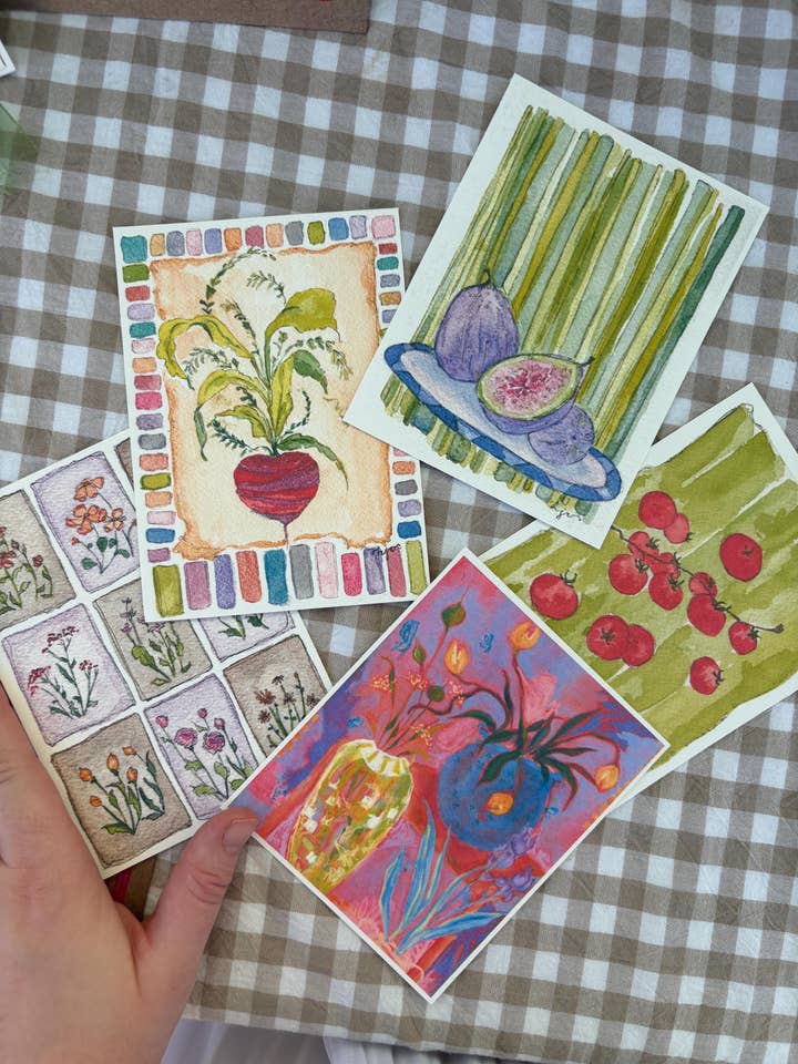 Flowers & Veggies Postcards - Set Of 5 for wholesale by Hannah Jean Atelier