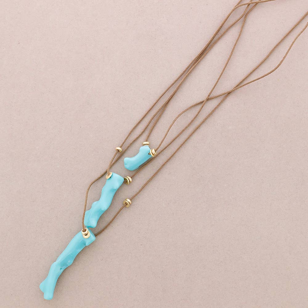 Sonata - Wholesale Pendant/Charm Necklace - Long Necklace with Coral Resin Pendants1