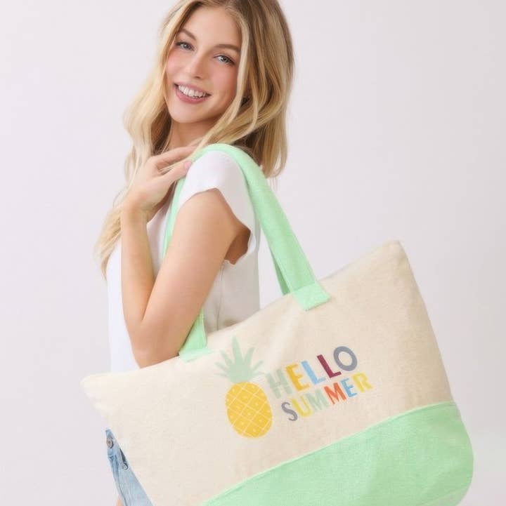 CC Wholesale Clothing - Wholesale Tote Bag - Women's - Hello Summer Terry Tote