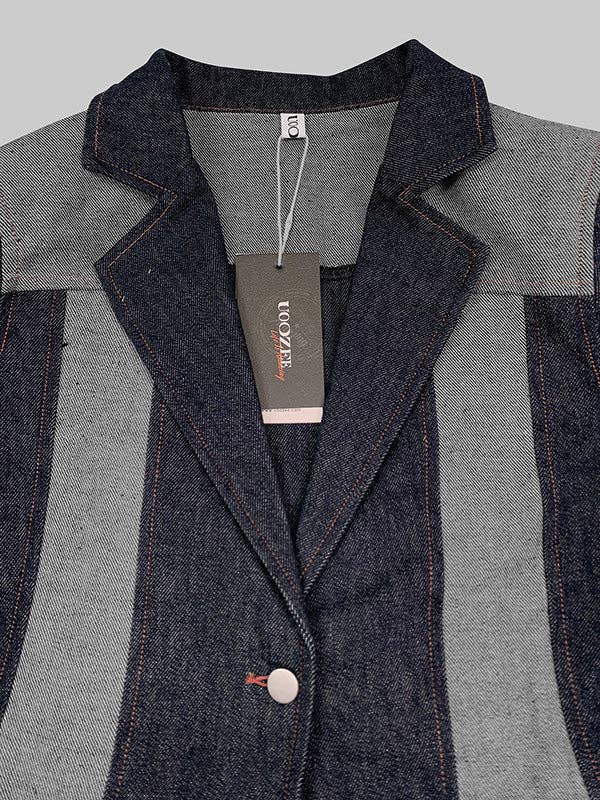 BLU PROFONDO Giacca con scollo a V a contrasto con giuntura divisa in vendita all'ingrosso su Faire11