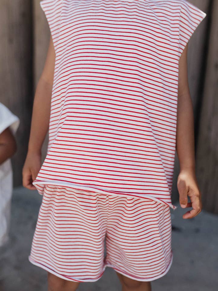 Winnie + Crew - Wholesale Top & Short Set - Baby - Remy Set in Red Stripe
