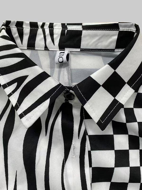 NERO BIANCO Abito lungo a quadri con bottoni e cintura annodata in vendita all'ingrosso su Faire5