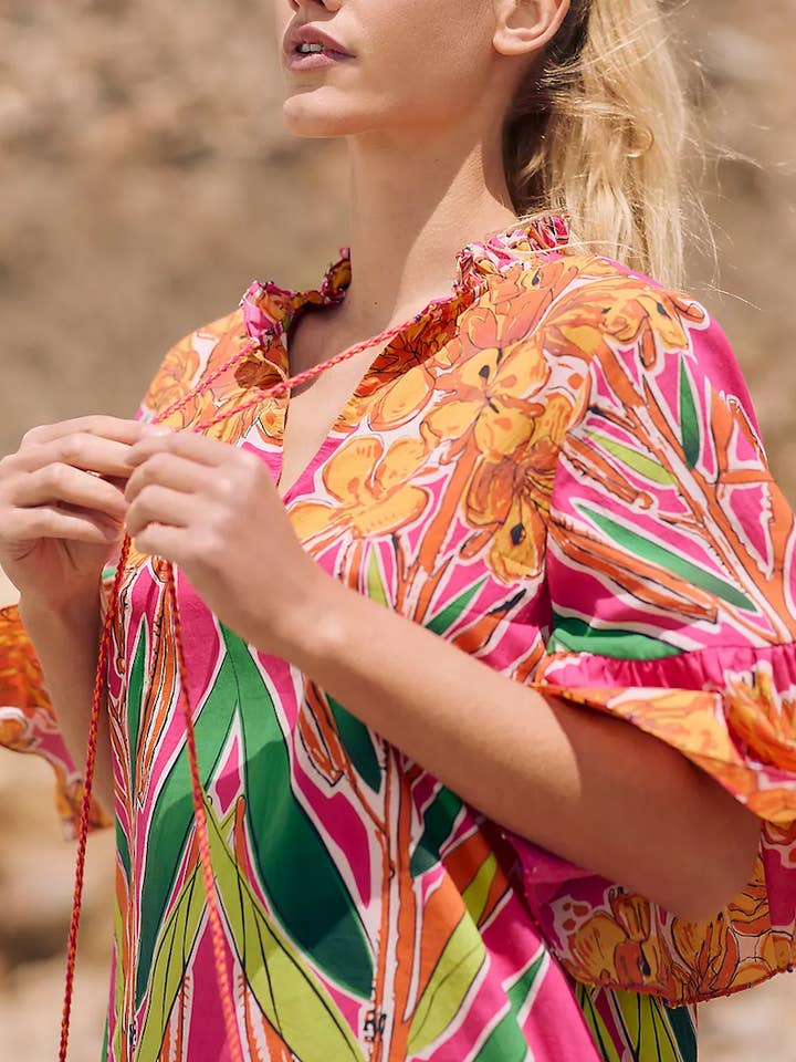 Minivestido estampado rosa para venta al por mayor de Chogaa NYC