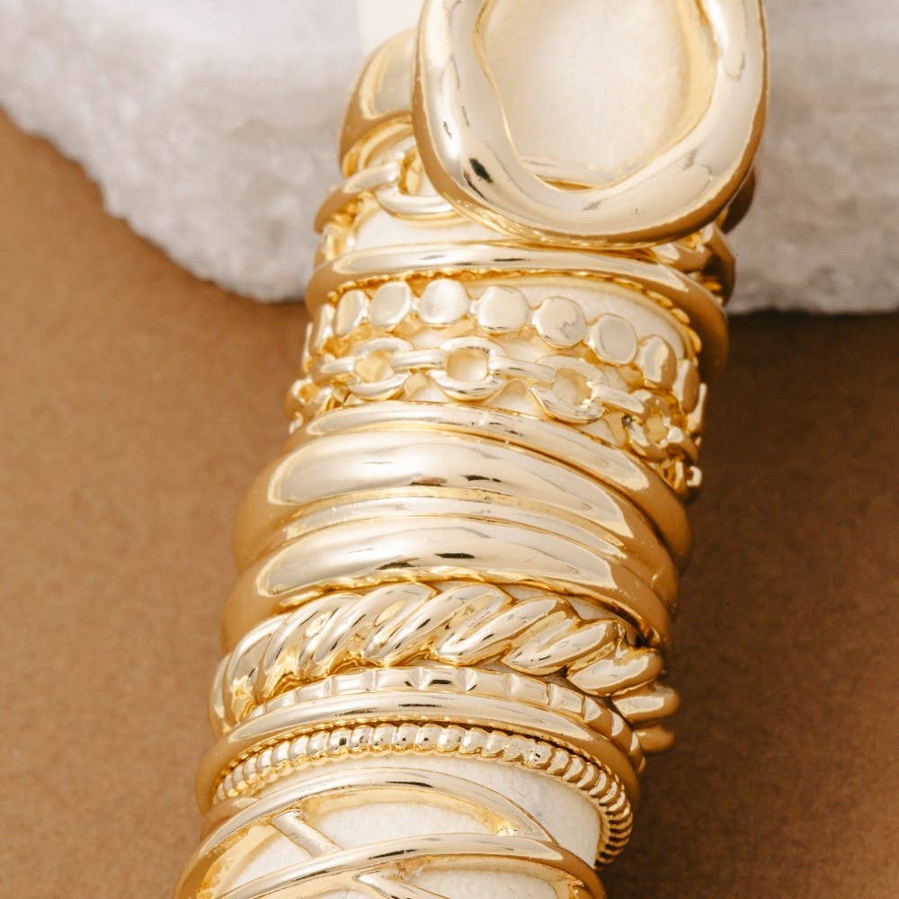 Fame Accessories - Vente Anneau/bague à empiler - Ensemble de douze bagues en métal assorties2