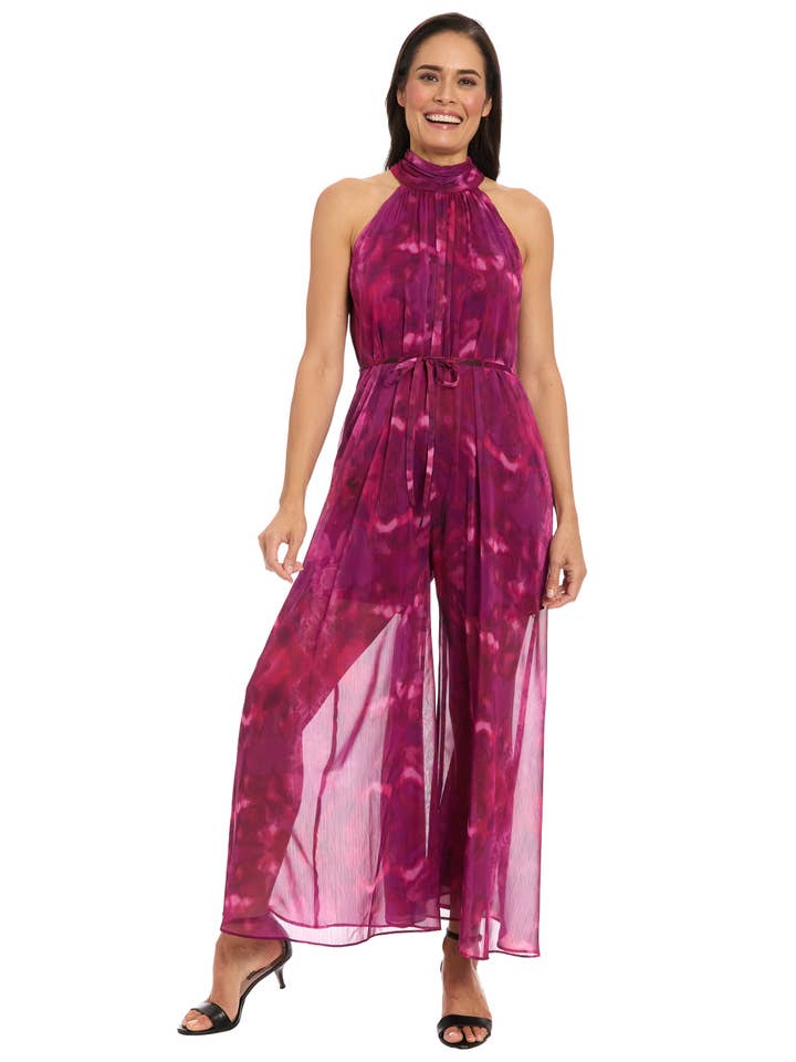 Maggy London Group - Wholesale Jumpsuit - Women's - FLOWY WIDE LEG HALTER JUMPSUIT