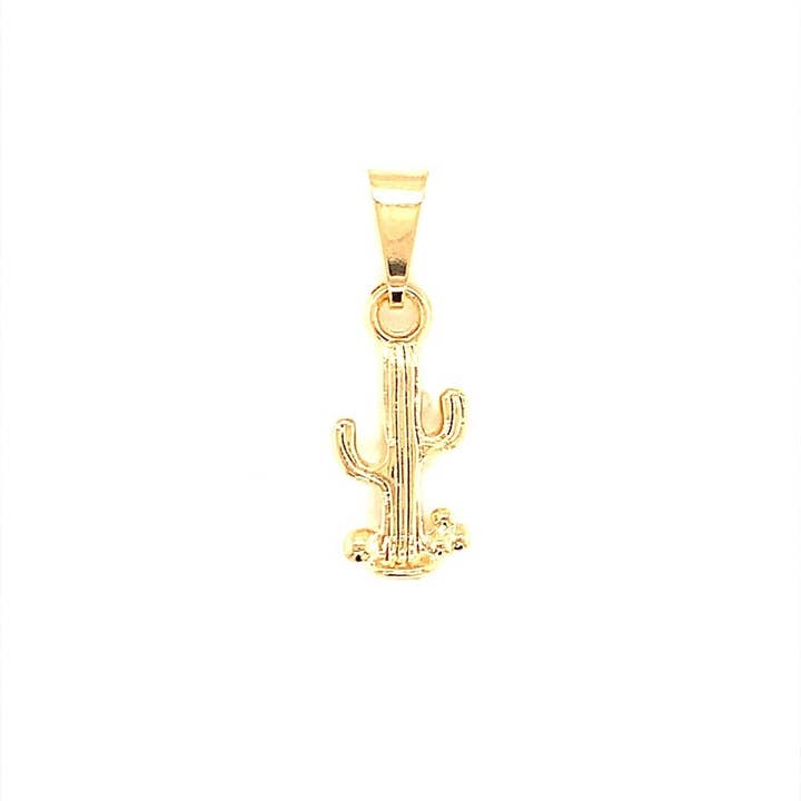 Large Gold Filled Cactus Charm For Necklace, Dessert Cactus for wholesale by The Bead Bazaar