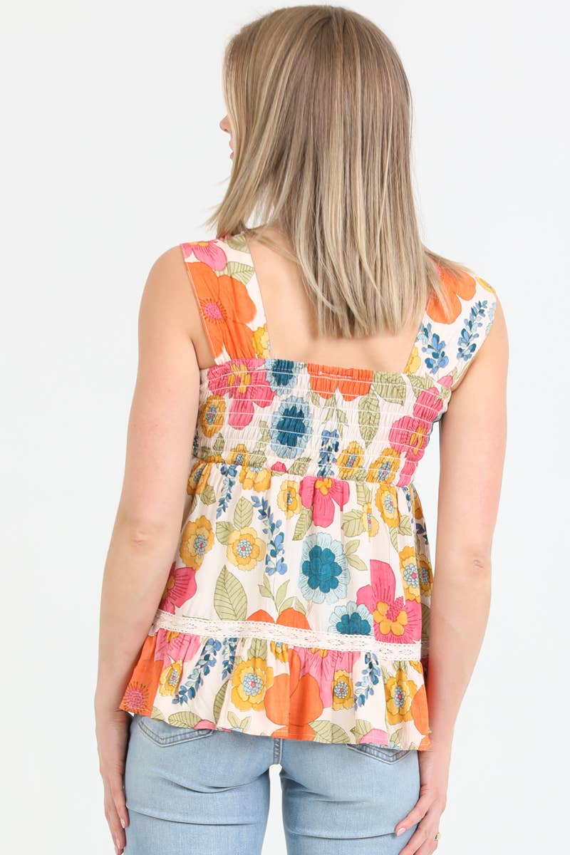 ANGIE - Wholesale Tanktop - Dames - F2A94-FQ94 TANKTOP MET GESMOKKELD LIJFJE MET V-HALS3