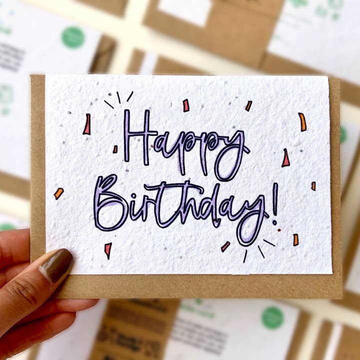 Grattis på födelsedagen Planterbart kort med vildblomsfrön för wholesale av Honey and Incense