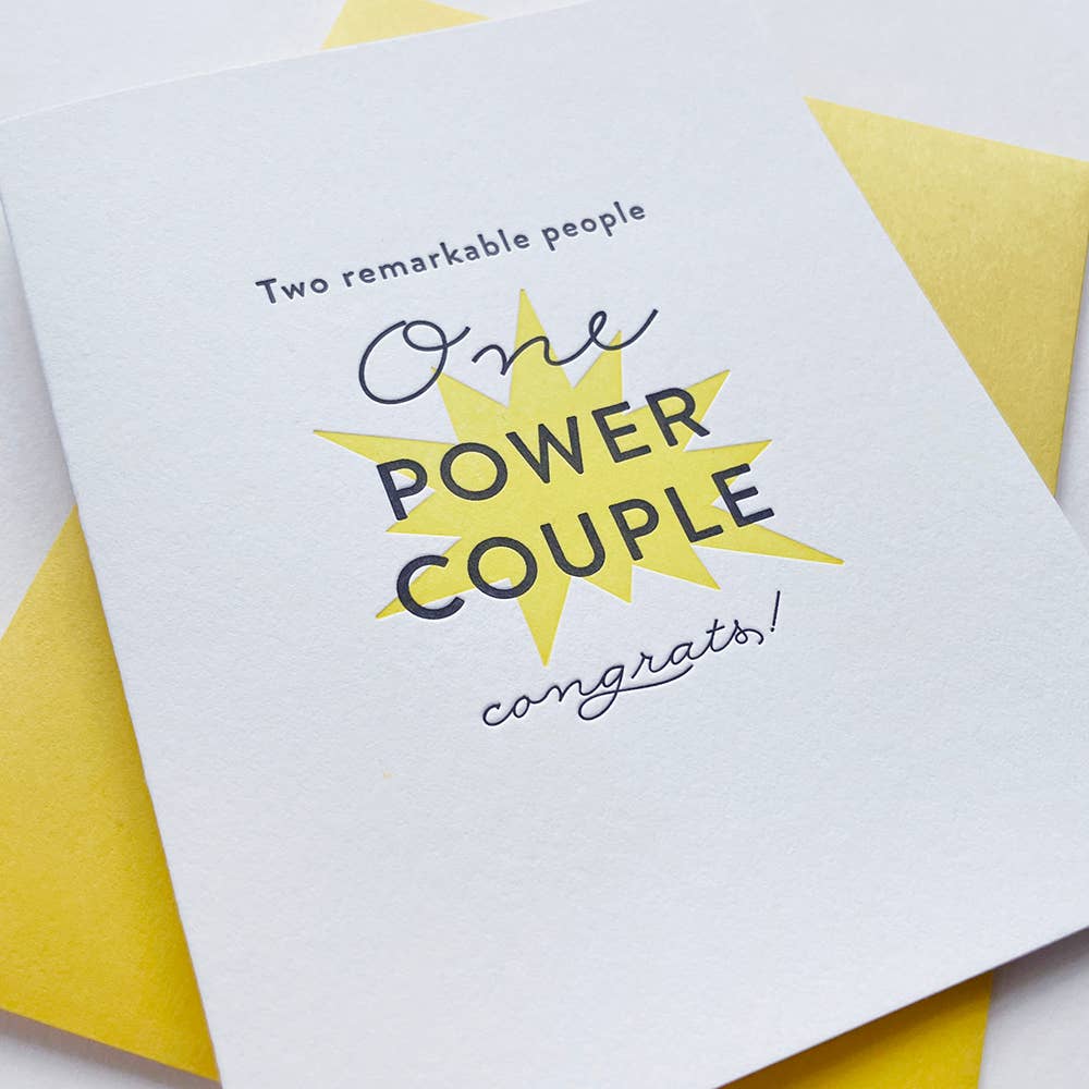 Steel Petal Press - Wholesale Wedding Card - Power Couple - Letterpress Wedding Marriage Congrats Card2
