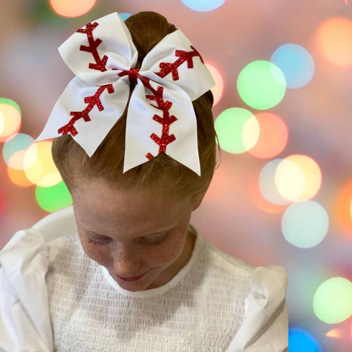 Noeud de cheer de baseball scintillant de 7 pouces pour filles pour la vente par Chicky Chicky Bling Bling