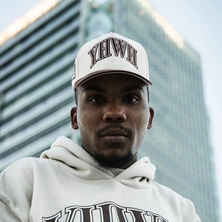 Malta Apparel LLC - Wholesale Baseball Cap - Unisex - ‘YHWH’ Structured SnapBack - Cream/Brown1