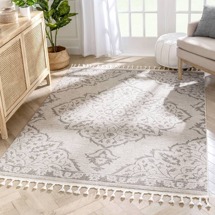 Well Woven – wholesale Area rug – Mara Medallion Botanical Pattern Brown Beige Kilim-Style Rug