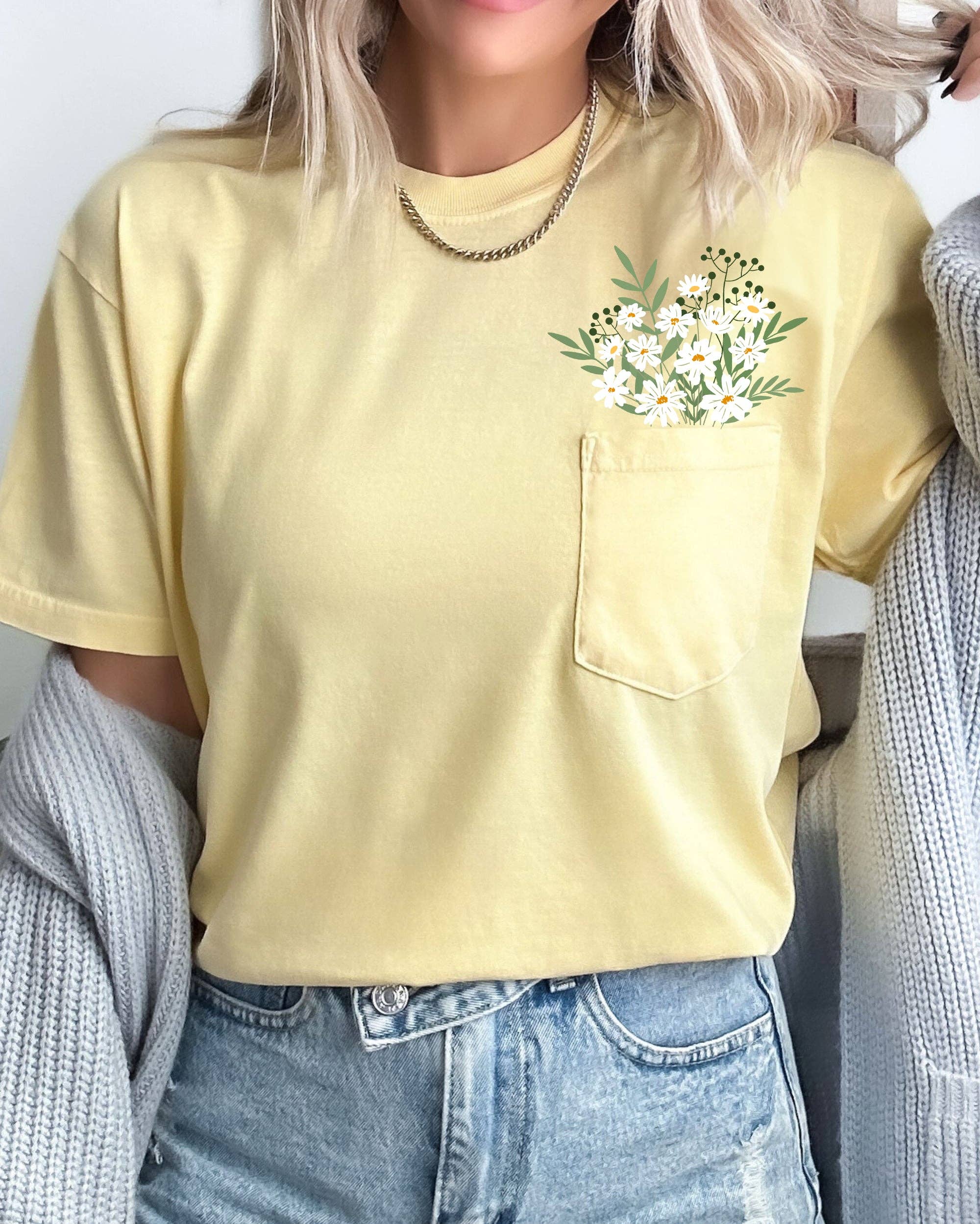Refinery Number One LLC - Wholesale T-Shirt (Graphic) - Unisex - Floral Pocket, Vintage Flowers, Boho, Gardening Nature Shirt0