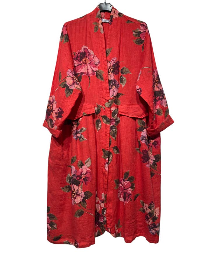 LINEN & COTTON HOUSE – Großhandel Jacke – Damen – Jacke 1142 aus Leinen mit Blumenmuster und Taschen27