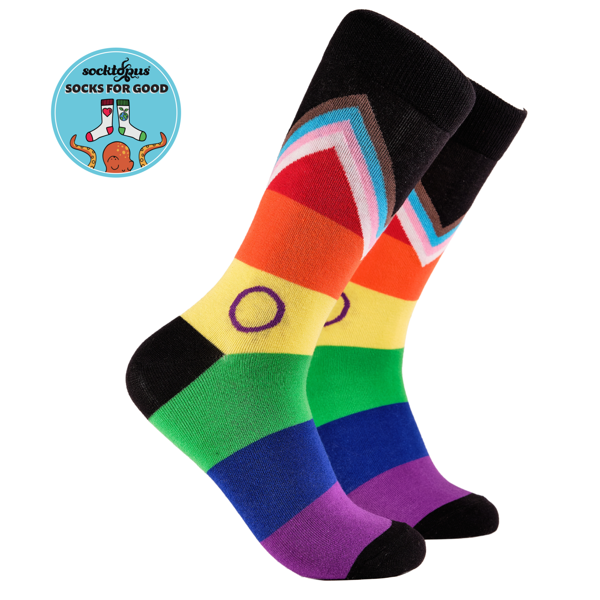 SCHWARZ LGBTQA+ Socken - Progress Pride für den Großhandel auf Faire1