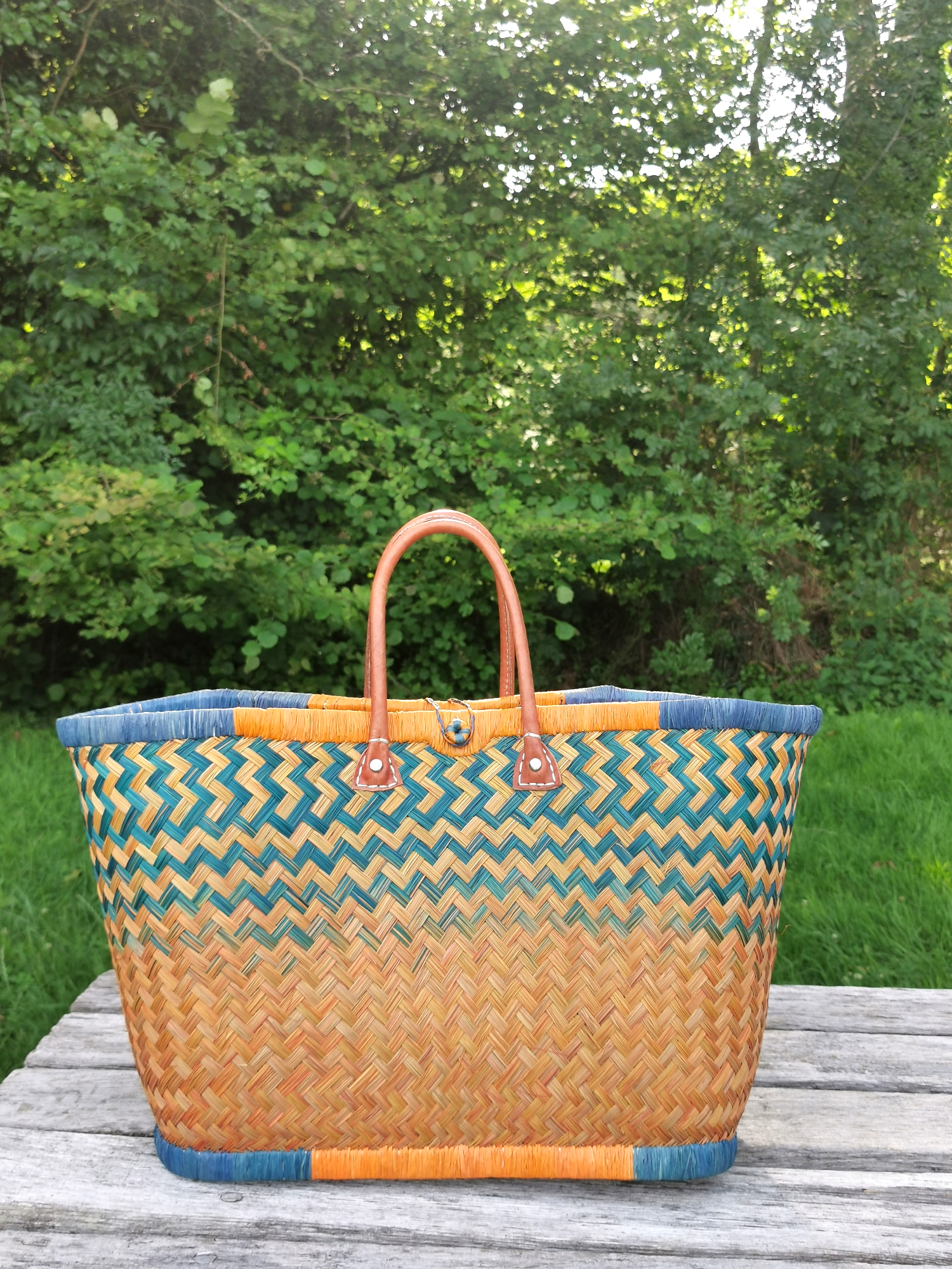 Nature et Fibre – wholesale Livsmedels-/Shoppingväska – Stor färgglad handvävd korg av halm, shoppingväska8