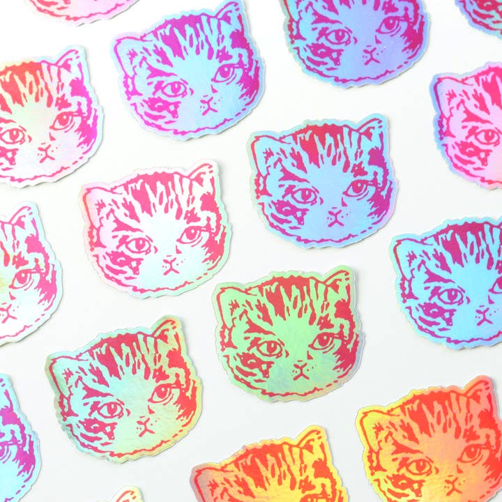 Imaginary Animal - Wholesale Sticker - Holo Kitty | Holographic Cute Cat Die Cut Vinyl Stickers