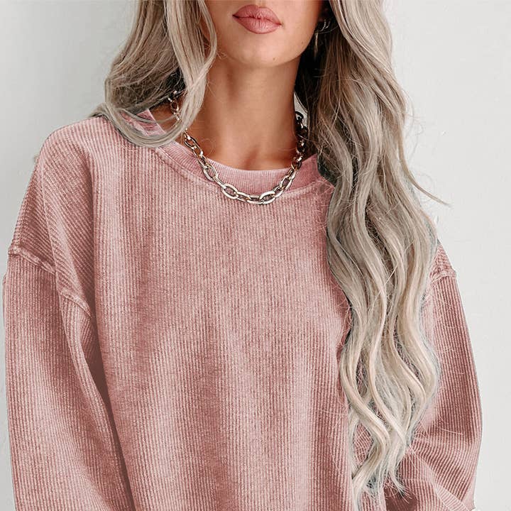 Solid Ribbed Knit Round Neck Pullover Sweatshirt and other Purchase Wholesale pullover sweatshirt exposed seam. Free Returns & Net 60 Terms on Faire trending on Faire.
