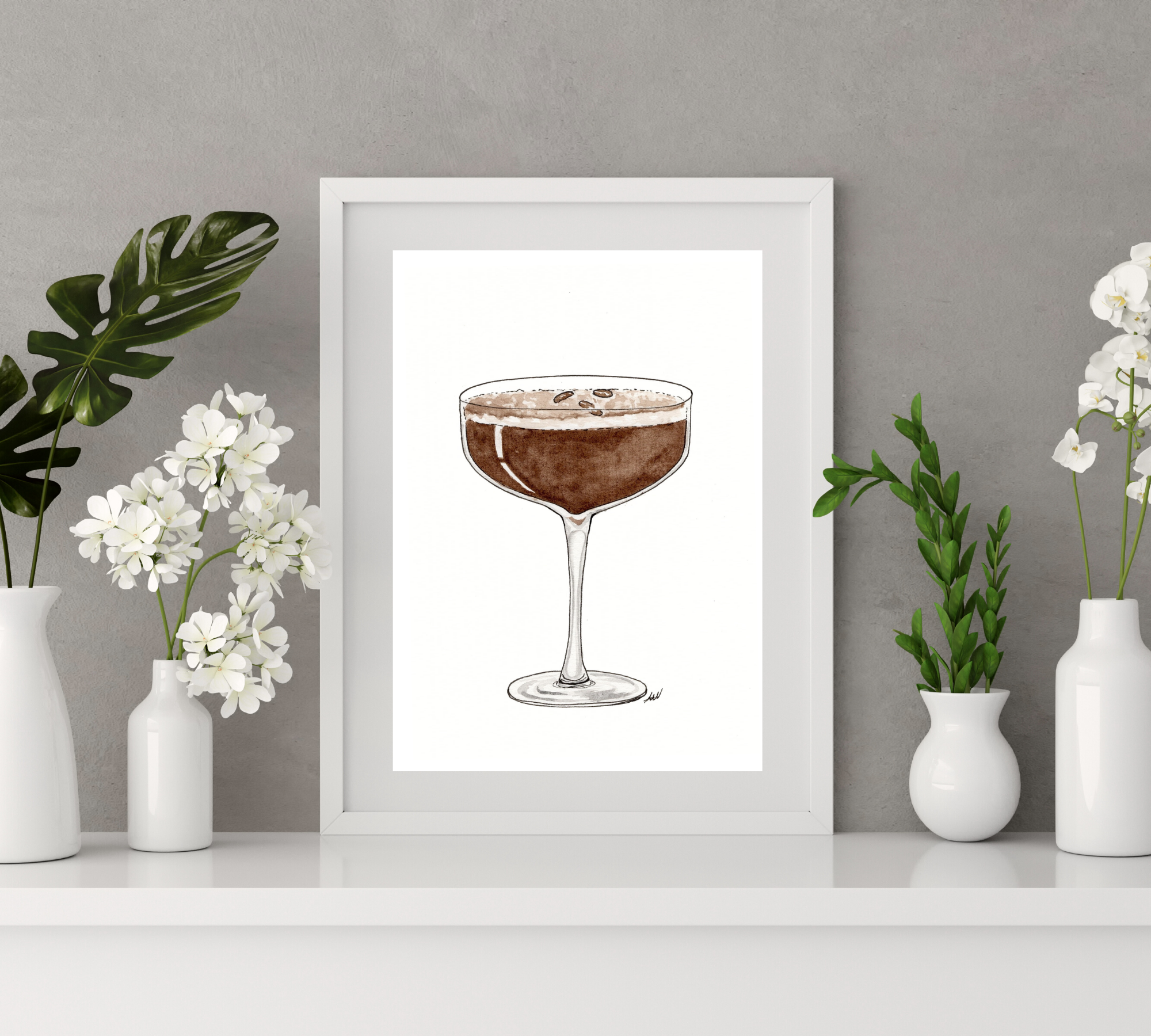Alyssa Whetstone Art - Wholesale Art Print - Espresso Martini - Pen and Watercolor Archival Art Print3
