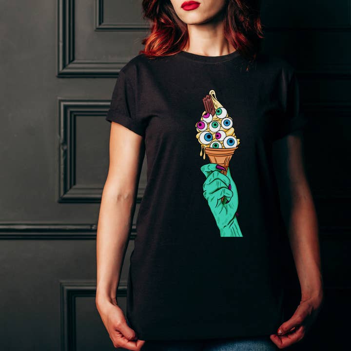 Hannah Kate Makes – wholesale T-shirt (graphic) – unisex – Eye Scream T-shirt - Black - Ice Cream - 100% Cotton7