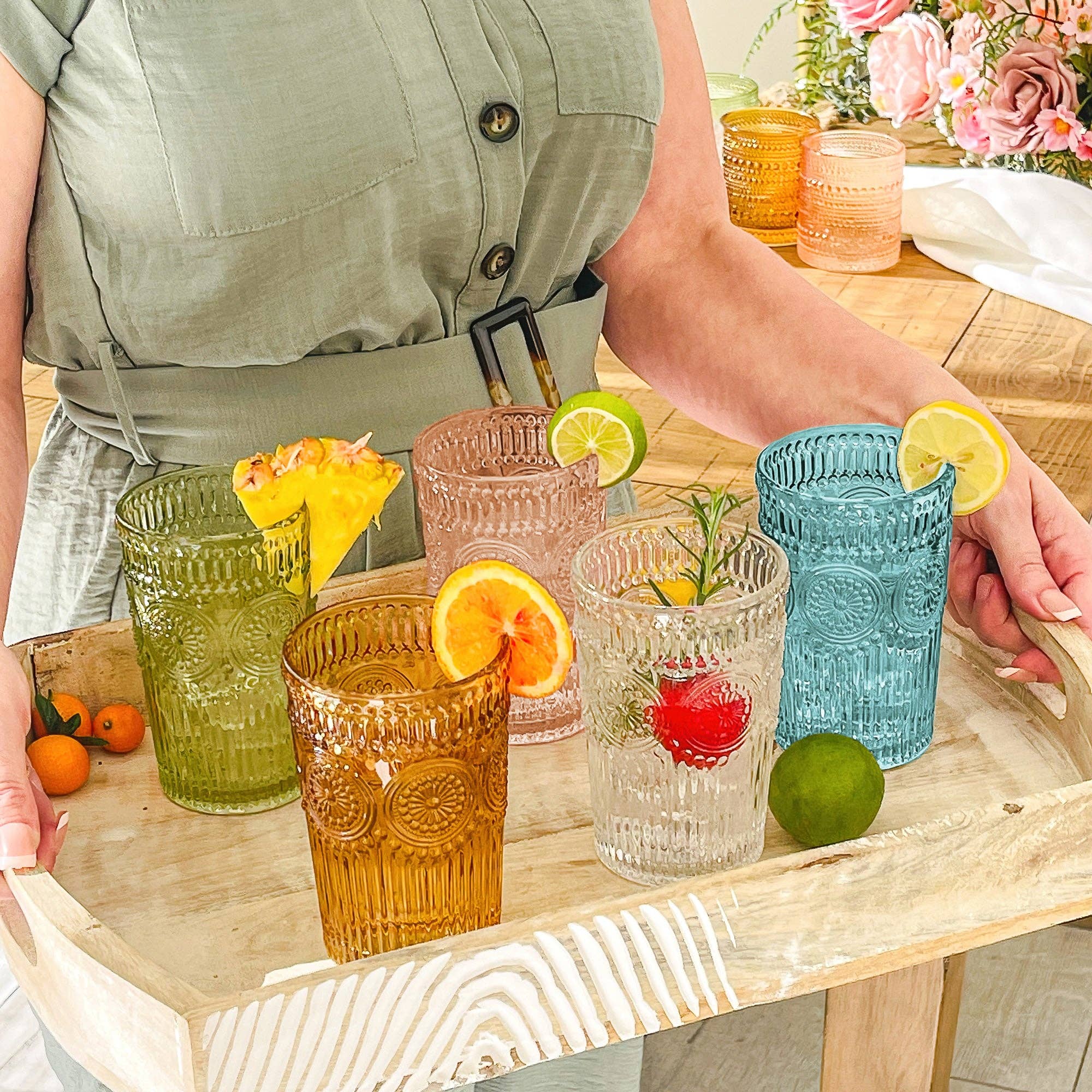 Kate Aspen – Copo/caneca por atacado – Conjunto de 6 Copos Vintage Texturizados Azul Aqua de 13 oz (cerca de 385 ml)3