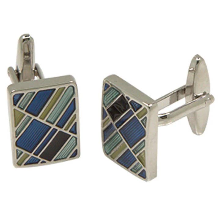 Ferrecci - Wholesale Cufflinks - Ferrecci - Silvertone Square Gems Cufflinks with Jewelry Box9