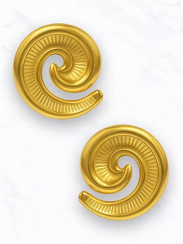 Textured Gold Spiral Stud Earrings for wholesale by Suzie Q USA