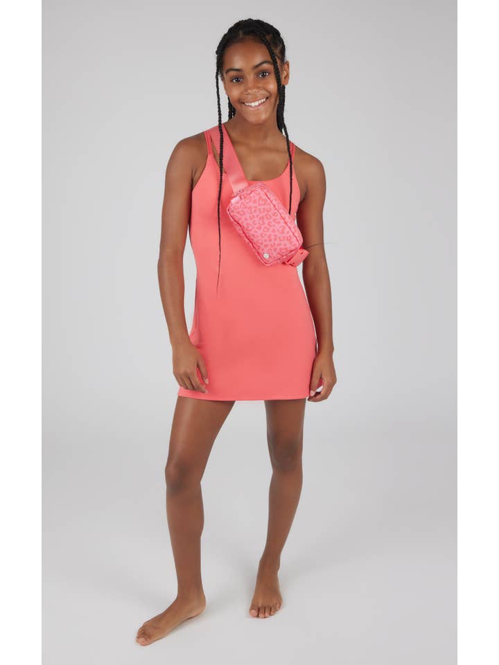 90 Degree by Reflex & Yogalicious - Wholesale Athletic Dress - Kids - Girls Lux Tennis Dress with Inner Bra and Fanny Bag - Set3