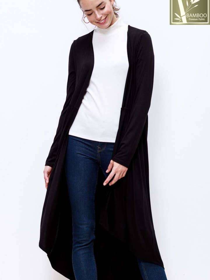 BAMBOO FLY AWAY MAXI LENGTH CARDIGAN for wholesale by mittoshop