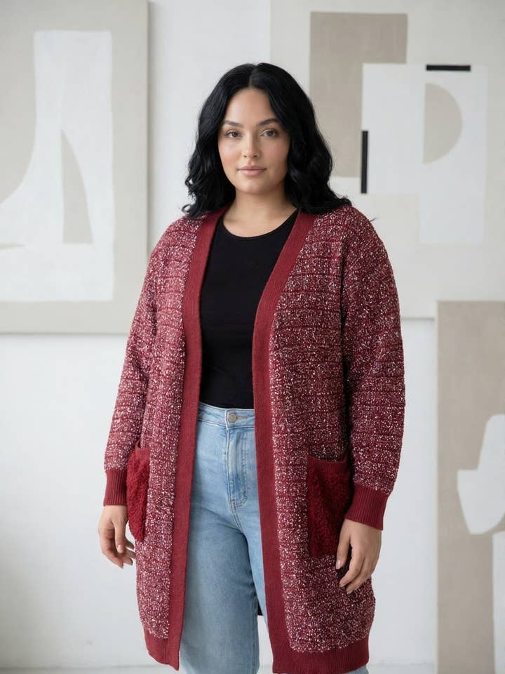 Röd melerad väst i stor storlek (JX081) för wholesale av Pomme Rouge Paris