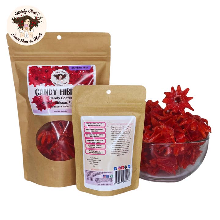 Witchy Pooh's Exotic Teas & Herbs - Wholesale Fruit Snacks - Witchy Pooh's Candy Hibiscus - Candy Coated Whole Hibiscus14