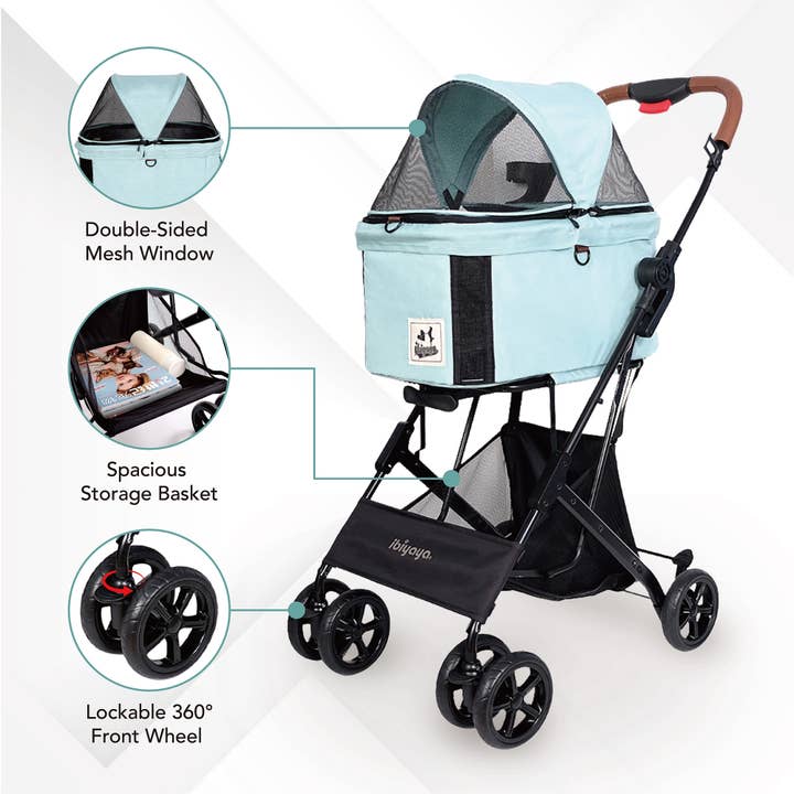 Ibiyaya - Wholesale Pet Carrier - Cat/Dog - Travois Tri-fold Pet Travel System Medium Dog-Cat Stroller2