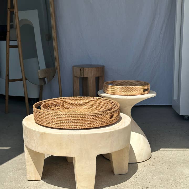 Office Objets - Wholesale Basket - Set of three handcrafted Indonesian wicker baskets in natural rattan (caramel)94