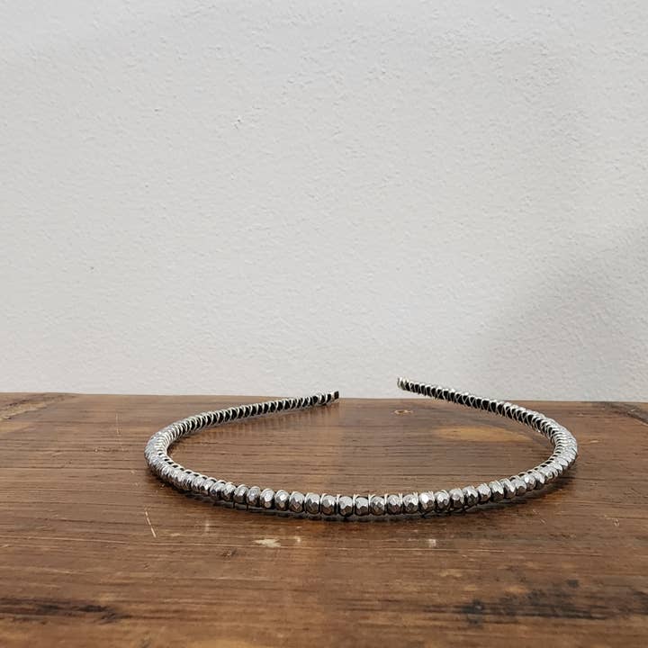 Silver Plated Hematite Headband- Faceted for wholesale by The Queen of Quartz
