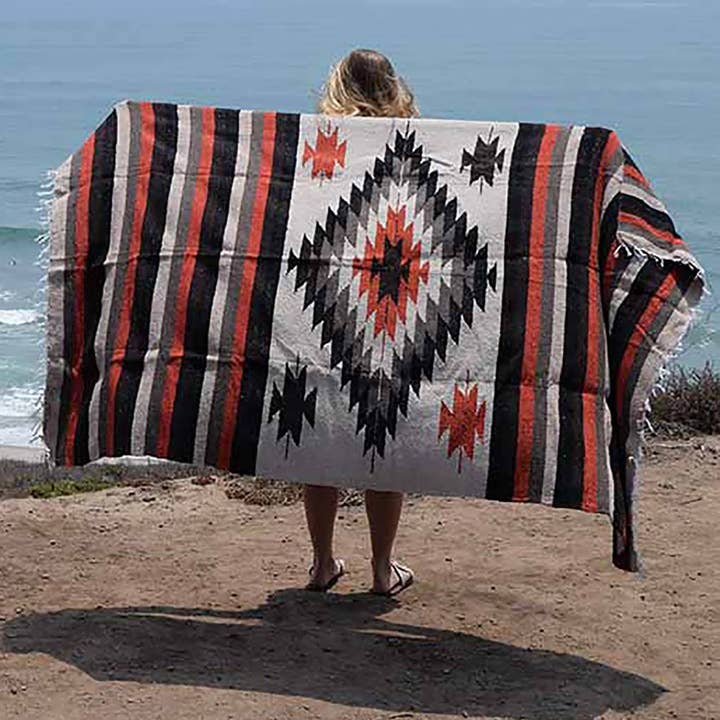 Tan Mexican Diamond Yoga Blanket for wholesale by West Path