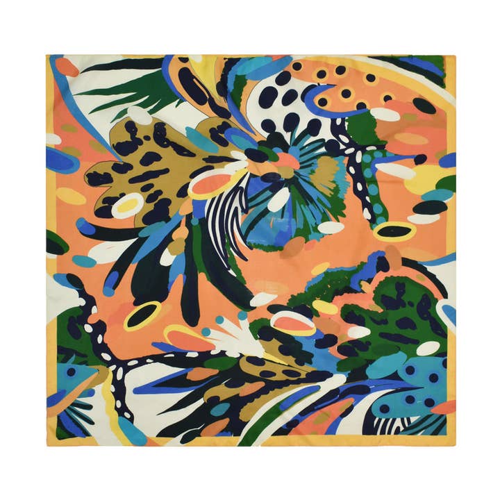 Segundo Tropische Bloemige Zijde Vierkante Sjaal voor wholesale door Dupatta Designs