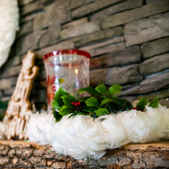 White Feather Garland with Opal Lurex for wholesale by Zucker Feather Products