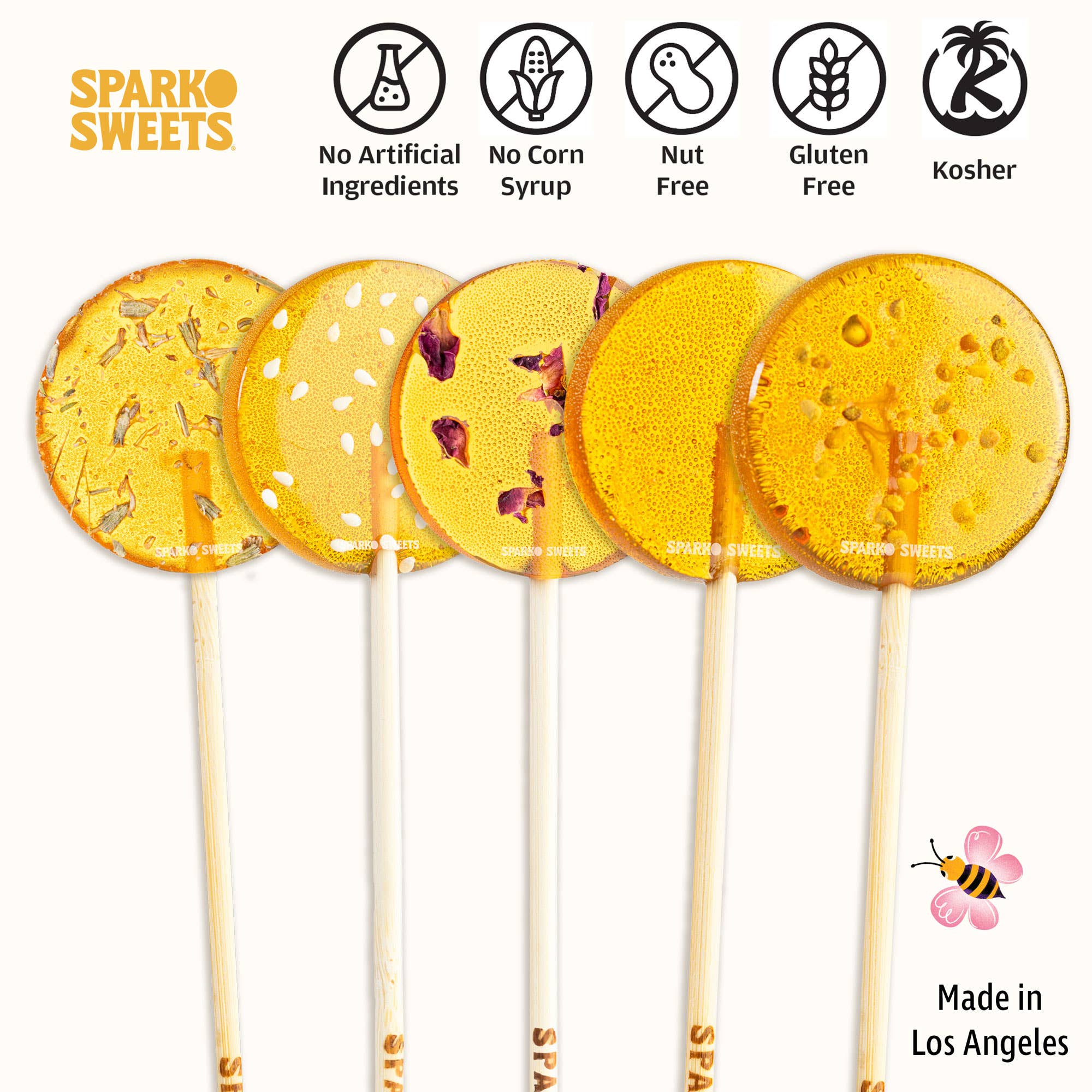 Sparko Sweets – wholesale Lollipop – Natural Pops Honey Rose Lollipops - 1.7"3