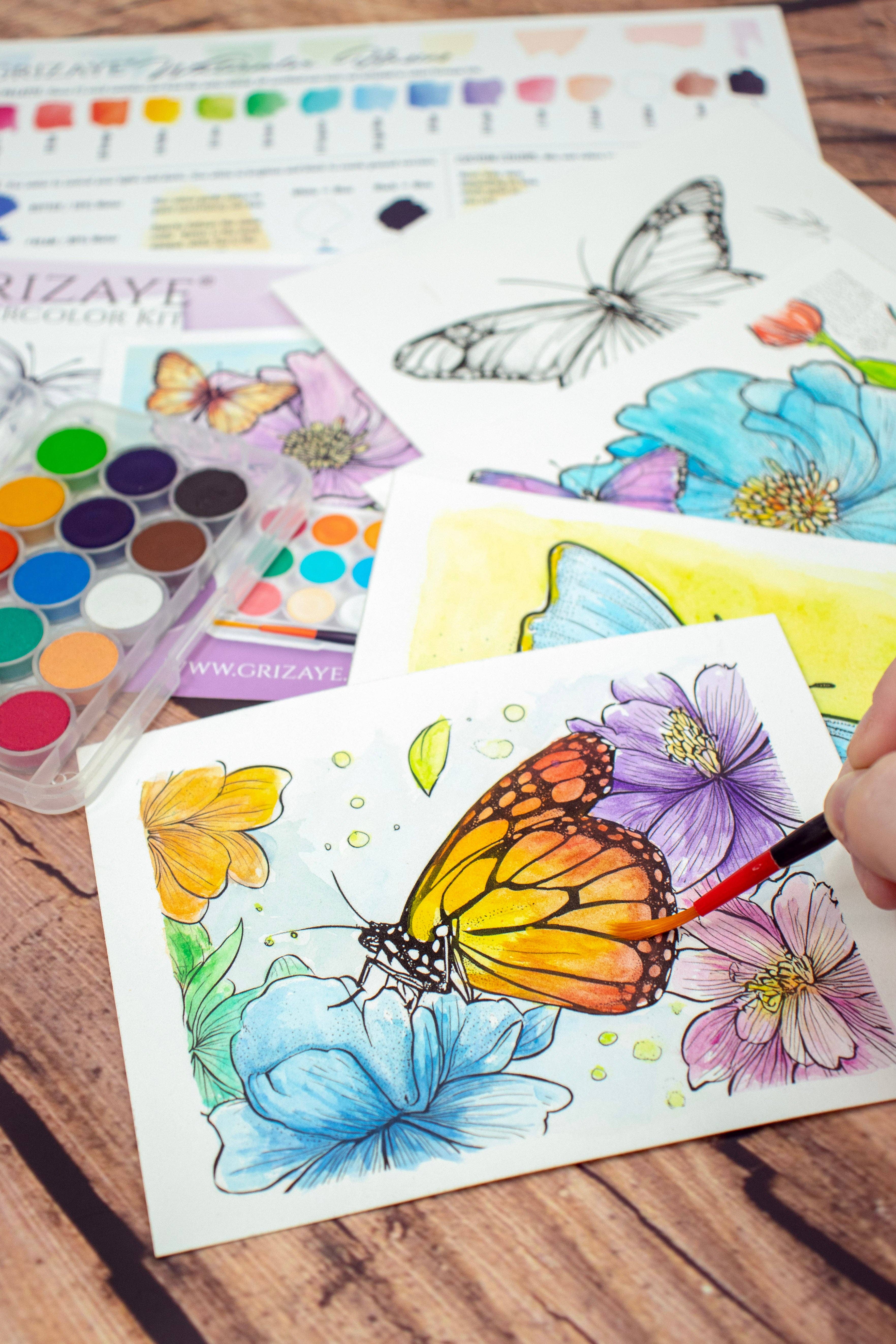 Grizaye - Wholesale DIY Craft Kit - Watercolor Kit: Flutterby1