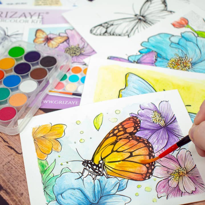 Grizaye - Wholesale DIY Craft Kit - Watercolor Kit: Flutterby1