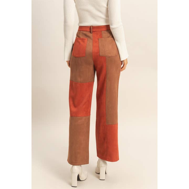 HYFVE - Wholesale Pants - Women's - Faux Suede Color Block Pants2